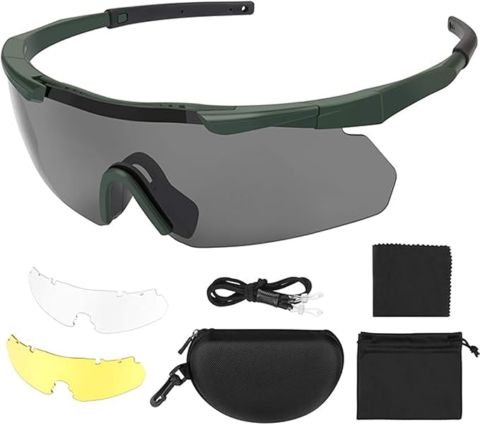 Andere Feyachi Schießbrille, UV-400 3 Gläser, beschlagfr., oliv